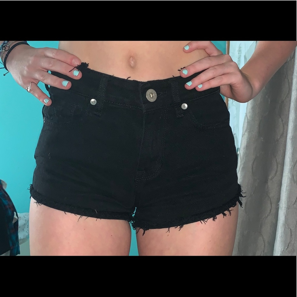 bullhead black frayed short shorts high rise 0